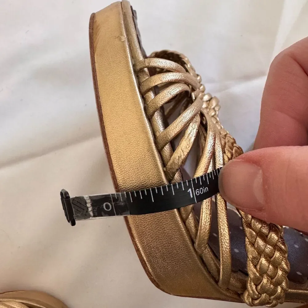 Moschino Cheap & Chic Gold Braided Block Heels Size 8